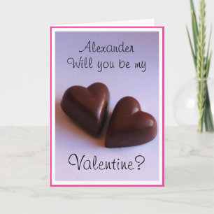 Valentines Chocolate Hearts with Name any Text Holiday Card