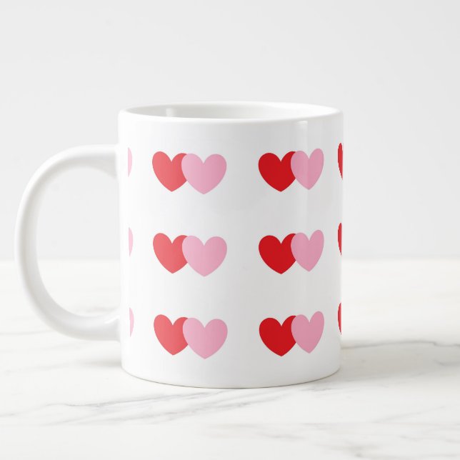 Valentine's Coffee Mug With Pink and Red Hearts  (Left)