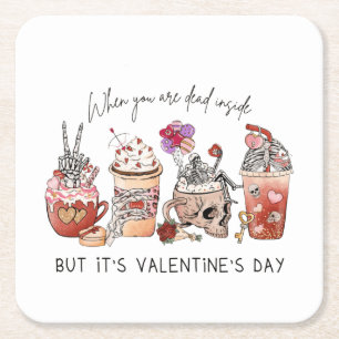 Valentines Coffee Valentines Day Square Paper Coaster