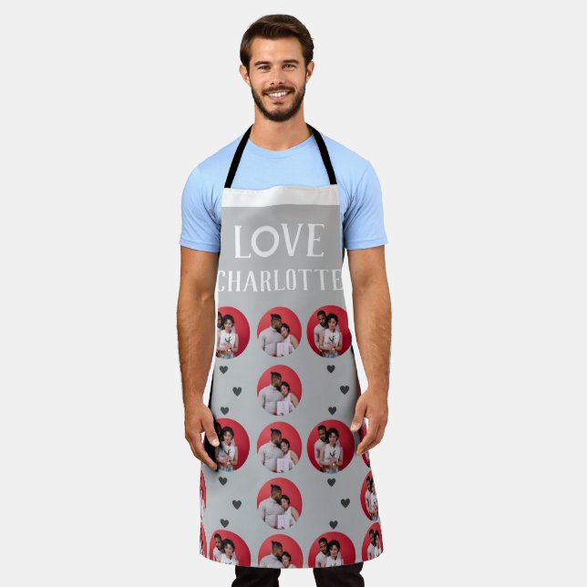 Valentines Couple Heart Custom Personalized Photo Apron (Worn)
