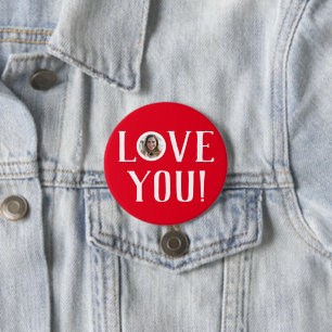 Valentines Couple Heart Custom Personalized Photo Button