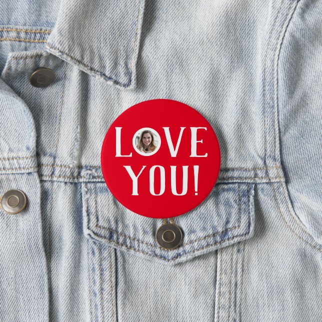 Valentines Couple Heart Custom Personalized Photo Button (In Situ)