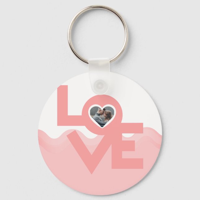 Valentines Couple Heart Custom Personalized Photo Keychain (Front)