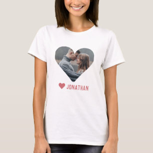 Valentines Couple Heart Custom Personalized Photo T-Shirt