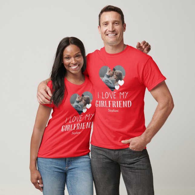 Valentines Couple Heart Custom Personalized Photo T-Shirt (Unisex)
