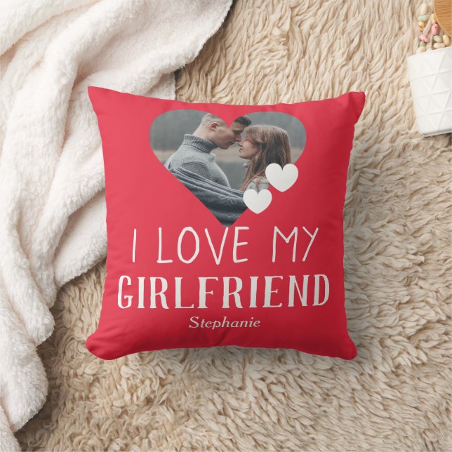 Valentines Couple Heart Custom Personalized Photo Throw Pillow (Blanket)