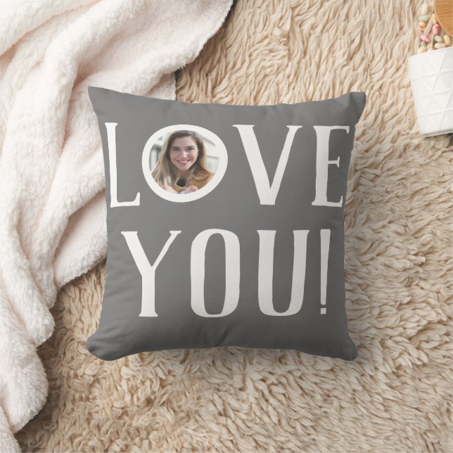 Valentines Couple Heart Custom Personalized Photo Throw Pillow (Blanket)