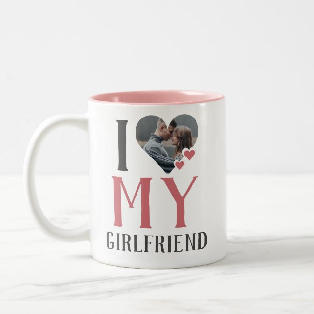 Valentines Couple Heart Custom Personalized Photo Two-Tone Coffee Mug (Left)
