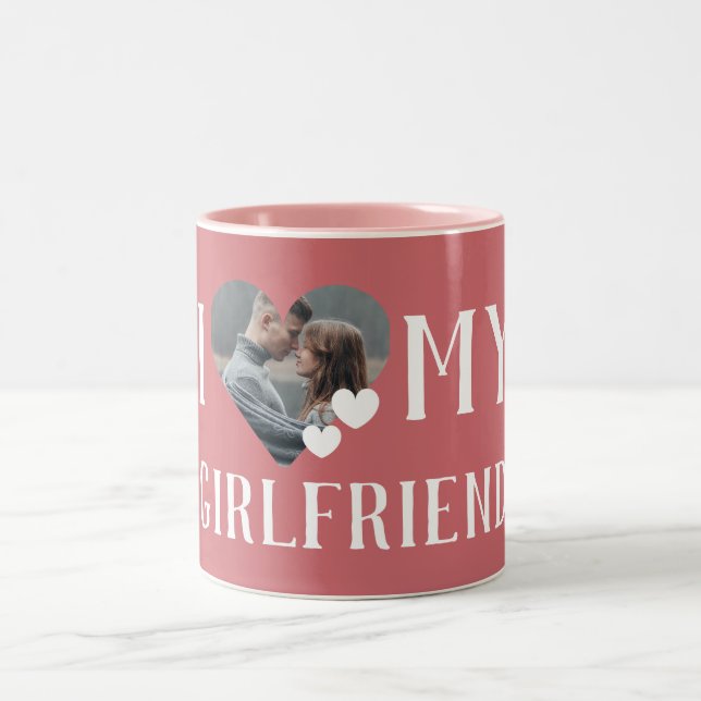 Valentines Couple Heart Custom Personalized Photo Two-Tone Coffee Mug (Center)
