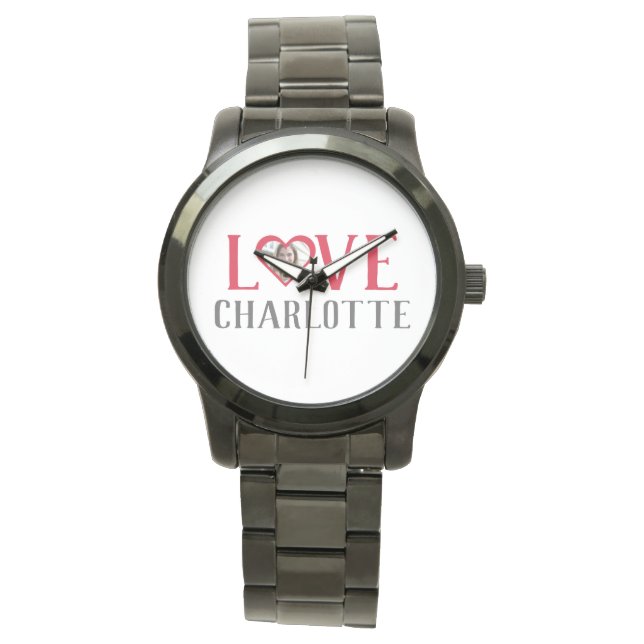 Valentines Couple Heart Custom Personalized Photo Watch (Front)
