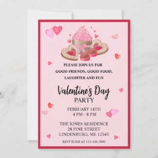Valentines Cupcakes, Cookies & Sweets Party Invitation