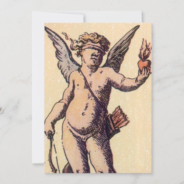 Valentines Cupid Blindfolded, Vintage Tarot Card (Front)