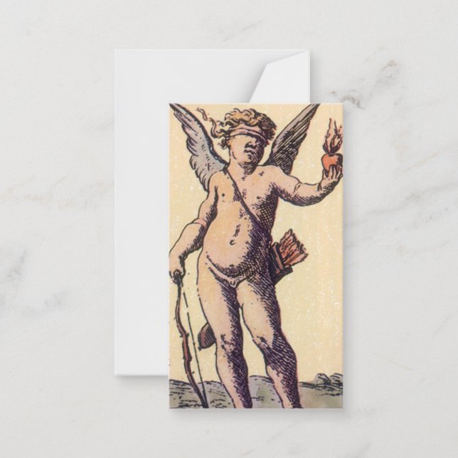 Valentines Cupid Blindfolded, Vintage Tarot Card (Front)