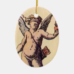 Valentines Cupid Blindfolded, Vintage Tarot Card Ceramic Ornament