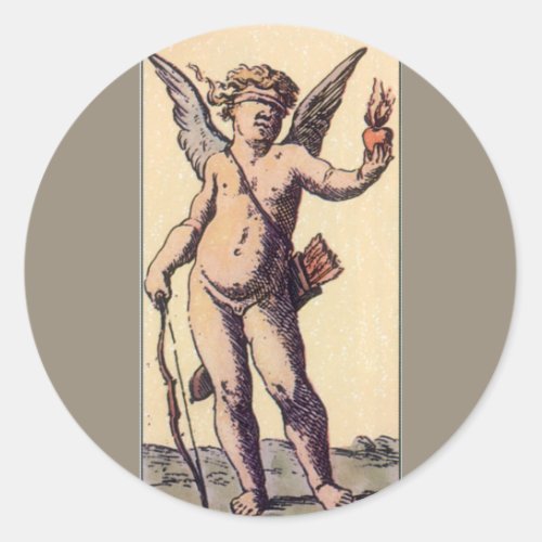 Valentines Cupid Blindfolded Vintage Tarot Card Classic Round Sticker