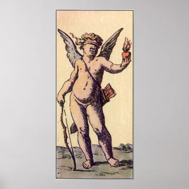 Cupid on a shell,1920FRANCE.カタツムリに乗った天使 Valentines Cupid Blindfolded, Vintage Tarot Card Poster | Zazzle