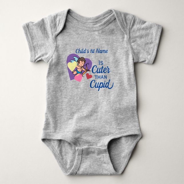 Valentines Cupid Cute Name Sweet Love Hearts Baby Bodysuit (Front)