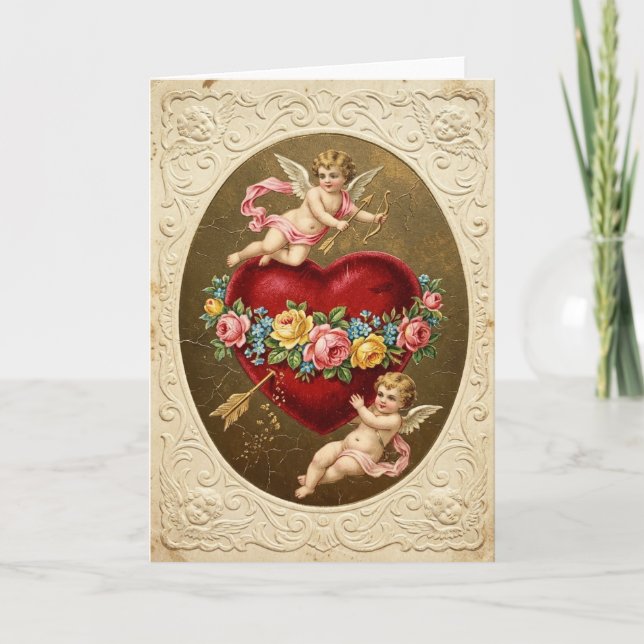 Valentines Cupid Love Heart Card (Front)