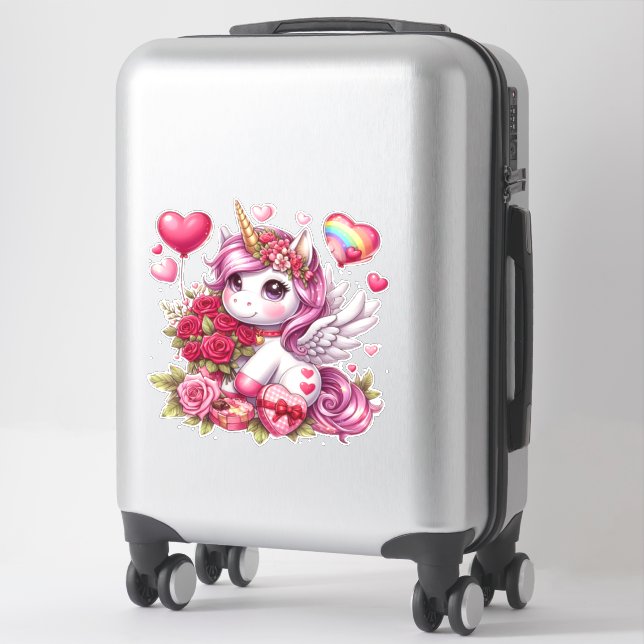 Valentine's Cute Anime unicorn Sticker (Suitcase)