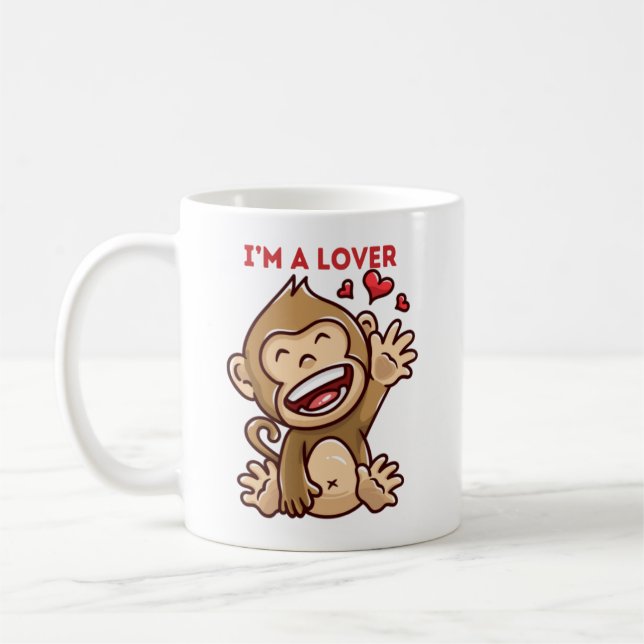 Valentine's Cute Cartoon Monkey Mug (Left)