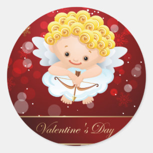 Valentines Cute Cupid Classic Round Sticker