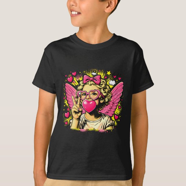 Valentines Cute Cupid Heart Angel Love Holiday Com T-Shirt (Front)