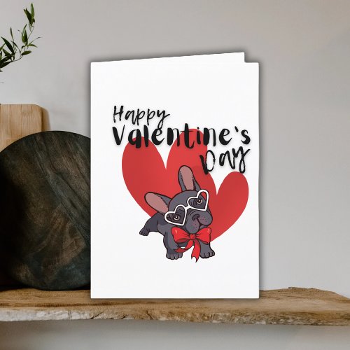 Valentines Cute French bulldog illustration Holiday Card