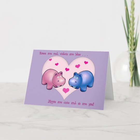 Valentine s Cute Hippo Card Zazzle