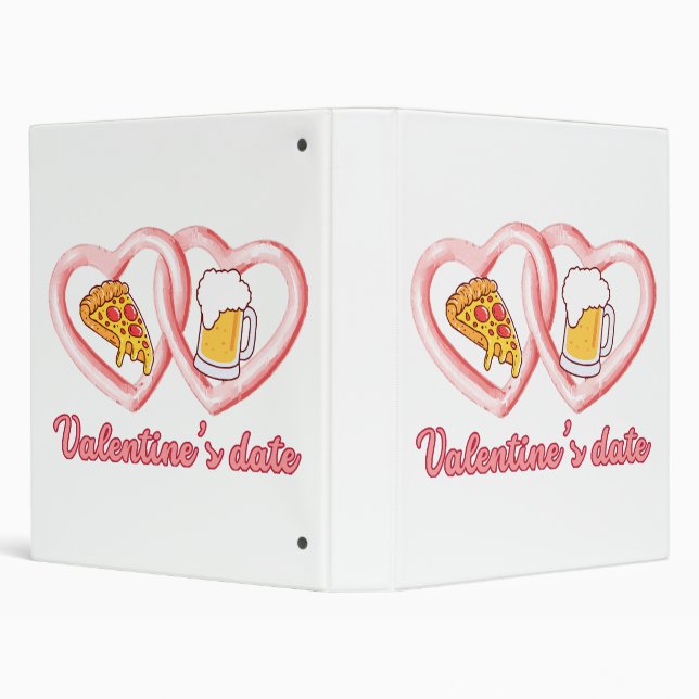 Valentine's Date Pizza Beer 3 Ring Binder (Background)