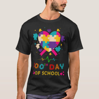 Valentines Day 100 Days of School Teacher Autism A T-Shirt