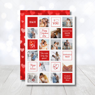 Valentine's Day 14 Photo Collage Custom Girlfriend Holiday Card