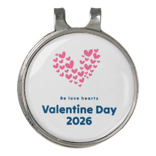 Valentine's Day 2026 Golf Ball Marker - Pink Heart Golf Hat Clip