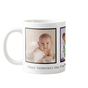 Valentine's Day 3 Photos Personalized Giant Coffee Mug