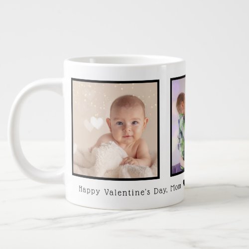 Valentines Day 3 Photos Personalized Giant Coffee Mug