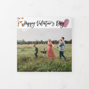 Valentines Day 4 Photo Trifold Card Watercolor