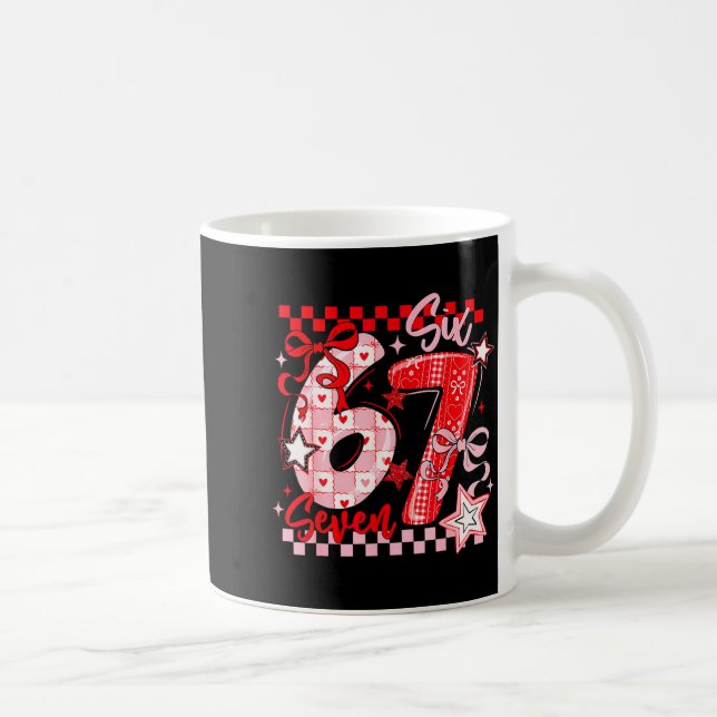 Valentine's Day 67 Six Seven Preppy Hearts Coquett Coffee Mug (Right)