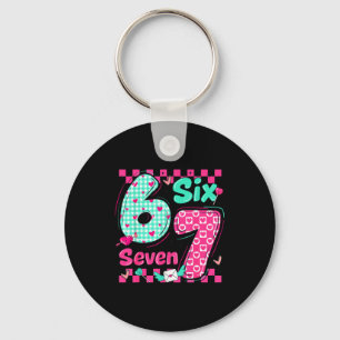 Valentine's Day 6 7 Six Seven Preppy Hearts Couple Keychain