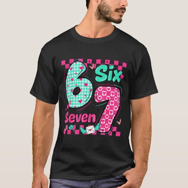 Valentine's Day 6 7 Six Seven Preppy Hearts Couple T-Shirt (Front)
