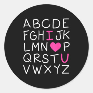 Valentines Day Abc I Love You Alphabet Teacher Gir Classic Round Sticker