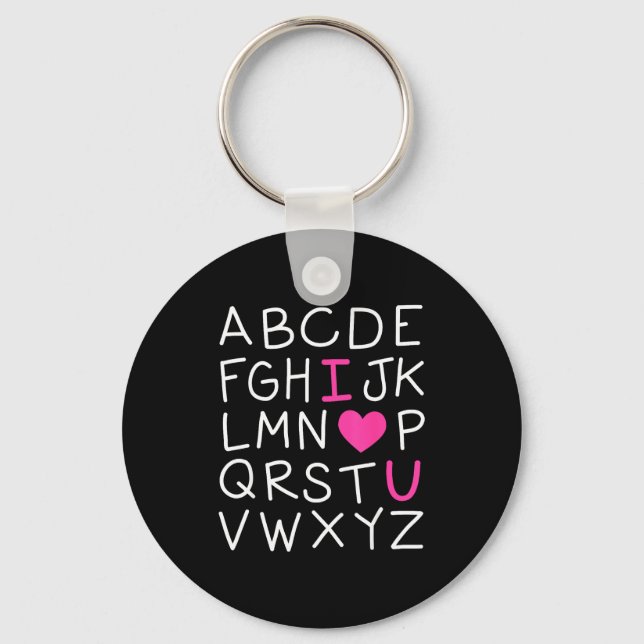 Valentines Day Abc I Love You Alphabet Teacher Gir Keychain (Front)