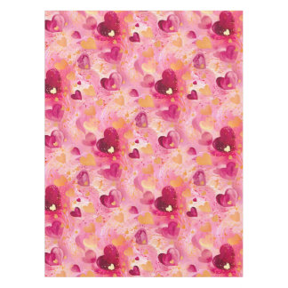 Valentine's Day Abstract Hearts Pink Gold Tablecloth