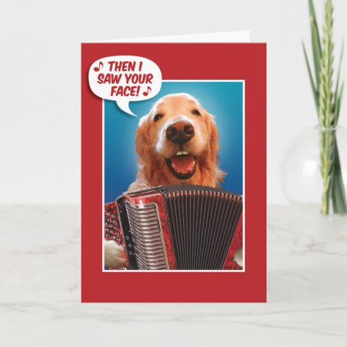 Valentines Day Accordion_Playing Golden Retriever Holiday Card