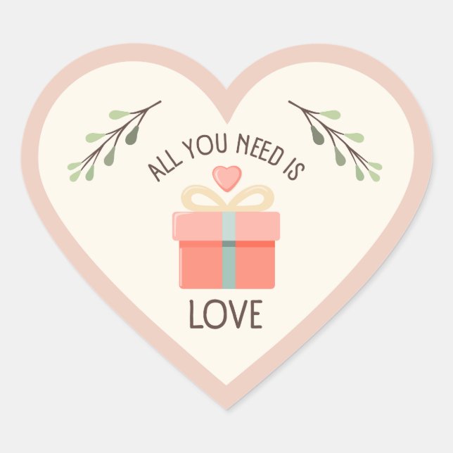 Valentines day - All you need is love Heart Sticker (Front)