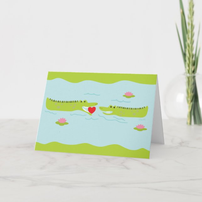 Valentine's Day Alligator Love Holiday Card (Front)