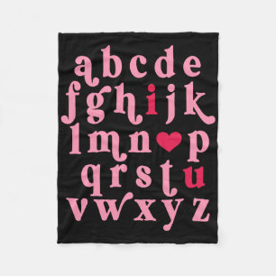 Valentines Day Alphabet Abc I Love You Teacher Wom Fleece Blanket