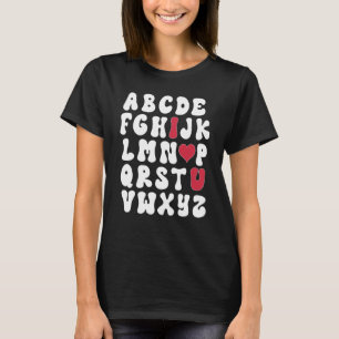 Valentines Day Alphabet Abc Love You Teacher Kids  T-Shirt