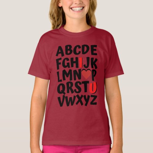Valentines Day Alphabet ABC Toddler Kids T_Shirt