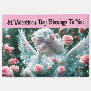 Valentine's Day Angel With Roses Magnet