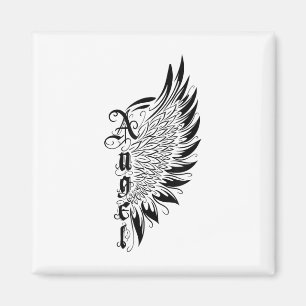 Valentines Day Angel With Wings Tattoo Style Symbo Magnet