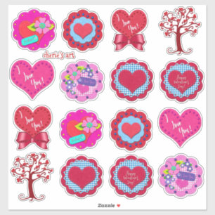 Valentine's Day Assorted Adorable Felt Look  Sticker